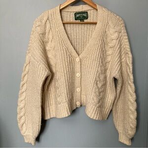 American Eagle Outfitters Cream Cable Knit Sweater